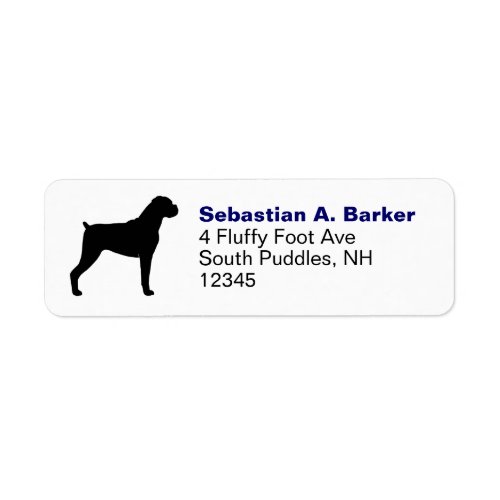 Boxer Dog Breed Silhouette Return Address Labels