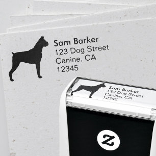 Boxer Dog Breed Silhouette Return Address Self-inking Stamp