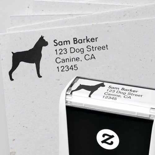 Boxer Dog Breed Silhouette Return Address Self_inking Stamp