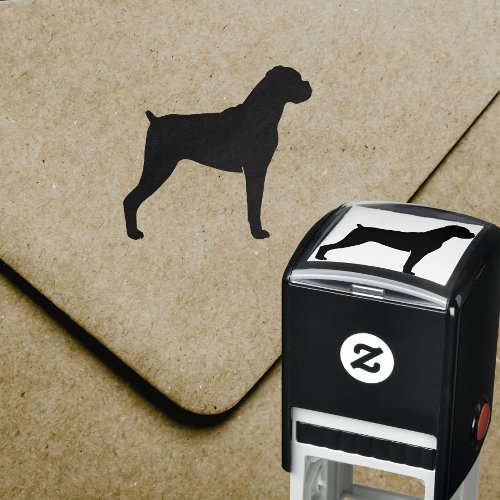 Boxer Dog Breed Silhouette with Natural Ears Self_inking Stamp