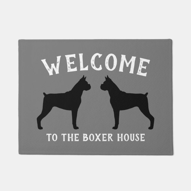 Boxer Dog Breed Silhouettes Custom Doormat (Front)