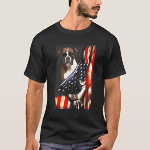 Boxer Dog Breed Us American Flag Patriotic Dogs Ow T_Shirt