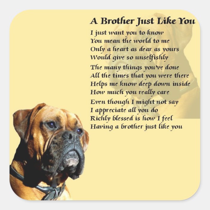 Boxer Dog - Brother Poem Square Sticker | Zazzle.com