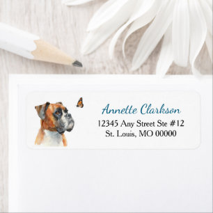 Boxer Dog Butterfly Wonder Label