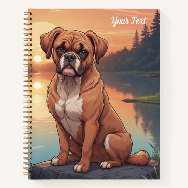 Boxer Dog by Lake Notebook (Front)