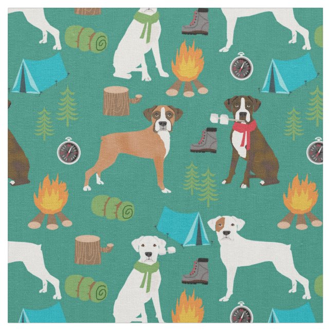Boxer Dog camping Fabric (Close Up)