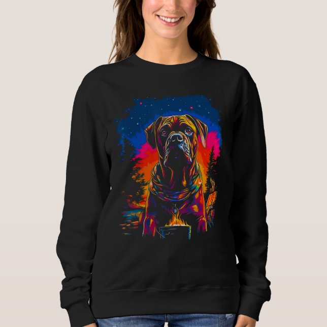 Boxer Dog Camping Sweatshirt (Front)