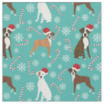 boxer dog candy cane turquoise fabric