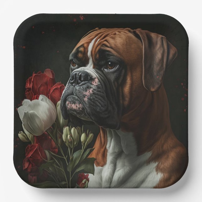 Boxer dog cardboard plates (Front)