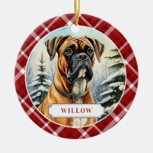 Boxer Dog Ceramic Circle Ornament