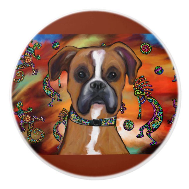 Boxer Dog  Ceramic Knob (Front)