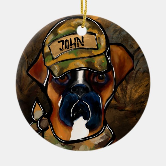 Boxer Dog Ceramic Ornament (Front)