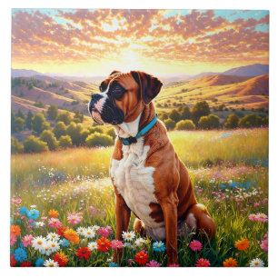 Boxer dog ceramic tile