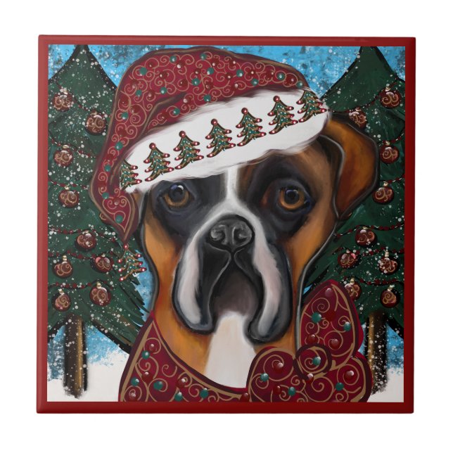 Boxer Dog Ceramic Tile (Front)