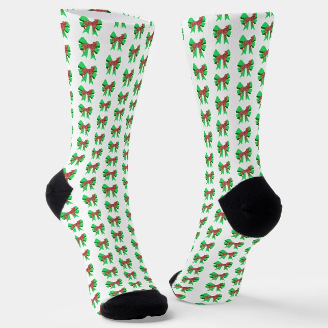 Boxer Dog Christmas Dog Bow Silhouette Socks (Angled)