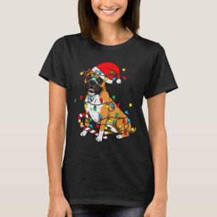 Boxer Dog Christmas Lights Pajama Santa Xmas Pet D T-Shirt
