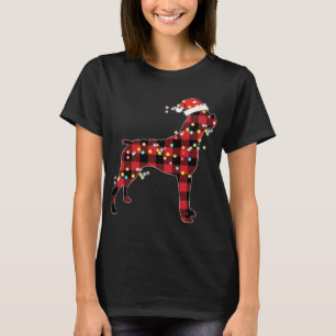Boxer Dog Christmas Red Plaid Buffalo Pajamas Xmas T-Shirt