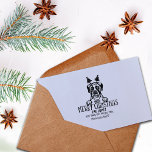Boxer Dog Christmas Return Address  Rubber Stamp<br><div class="desc">This "Merry Christmas" return address rubber stamp features a Boxer with custom family name and address.
More dog breeds in the collection "Christmas Dogs Return Address"</div>
