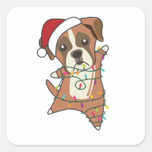 Boxer Dog Christmas Snow Winter Animals Dogs Square Sticker
