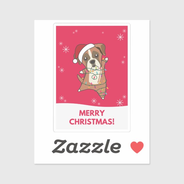 Boxer Dog Christmas Snow Winter Animals Dogs Stick Sticker (Sheet)