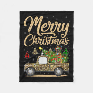 Boxer Dog Christmas Tree Leopard Truck Dog Christm Fleece Blanket
