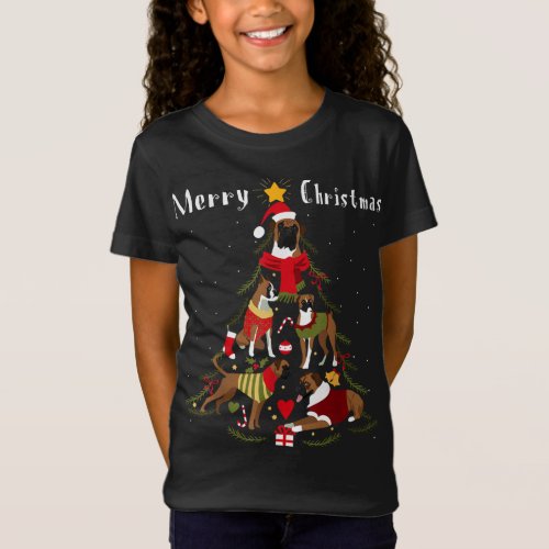 Boxer Dog Christmas Tree Xmas Dog Lover T_Shirt