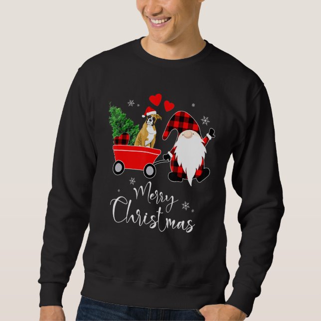 Boxer Dog Christmas With Santa Hat Pajamas Sweatshirt (Front)