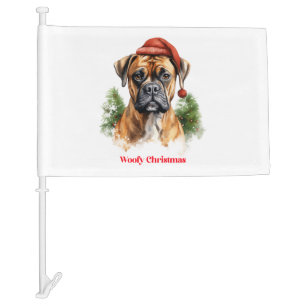 Boxer Dog Christmas X-Mas wish gift Woofy Christma Car Flag