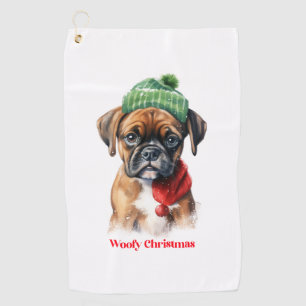 Boxer Dog Christmas X-Mas wish gift Woofy Christma Golf Towel