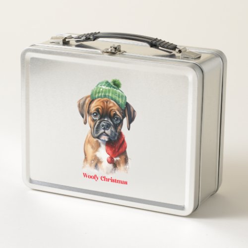 Boxer Dog Christmas X_Mas wish gift Woofy Christma Metal Lunch Box