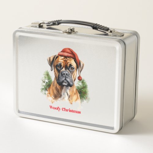 Boxer Dog Christmas X_Mas wish gift Woofy Christma Metal Lunch Box