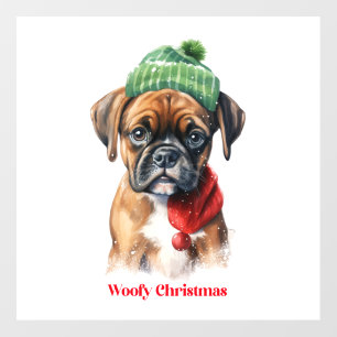 Boxer Dog Christmas X-Mas wish gift Woofy Christma Wall Decal