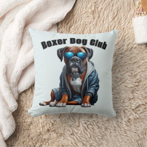 Boxer Dog Club Throw Pillow