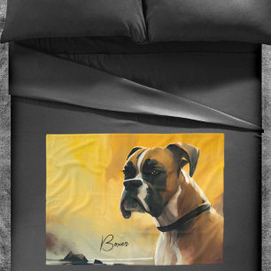 Boxer Dog Coastal Landscape Blanket Yellow