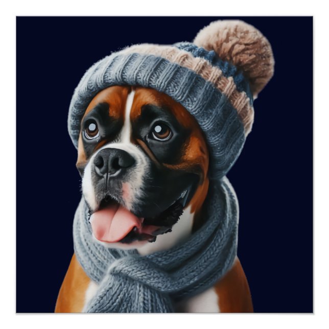 Boxer Dog Cold Noses, Warm Cuddles Poster (Front)