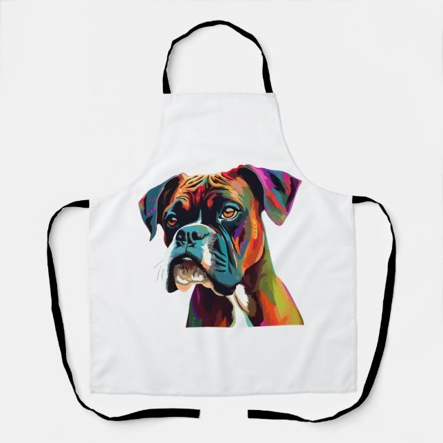 Boxer Dog Colorful Apron (Front)