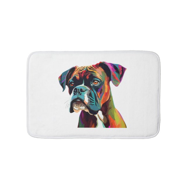 Boxer Dog Colorful Bath Mat (Front)