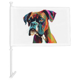 Boxer Dog Colorful Car Flag