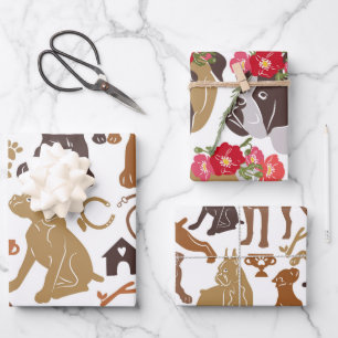 Boxer dog colorful cartoon silhouette seamless wr wrapping paper sheets