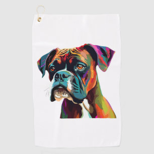 Boxer Dog Colorful Golf Towel