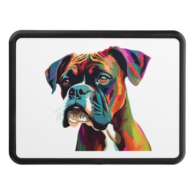 Boxer Dog Colorful Hitch Cover (Front)
