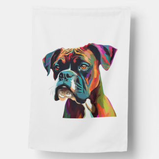 Boxer Dog Colorful House Flag