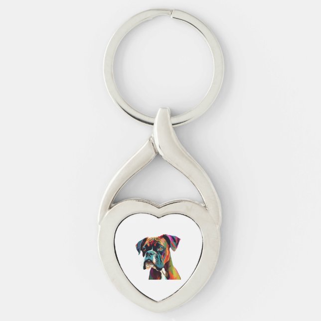 Boxer Dog Colorful Keychain (Front)