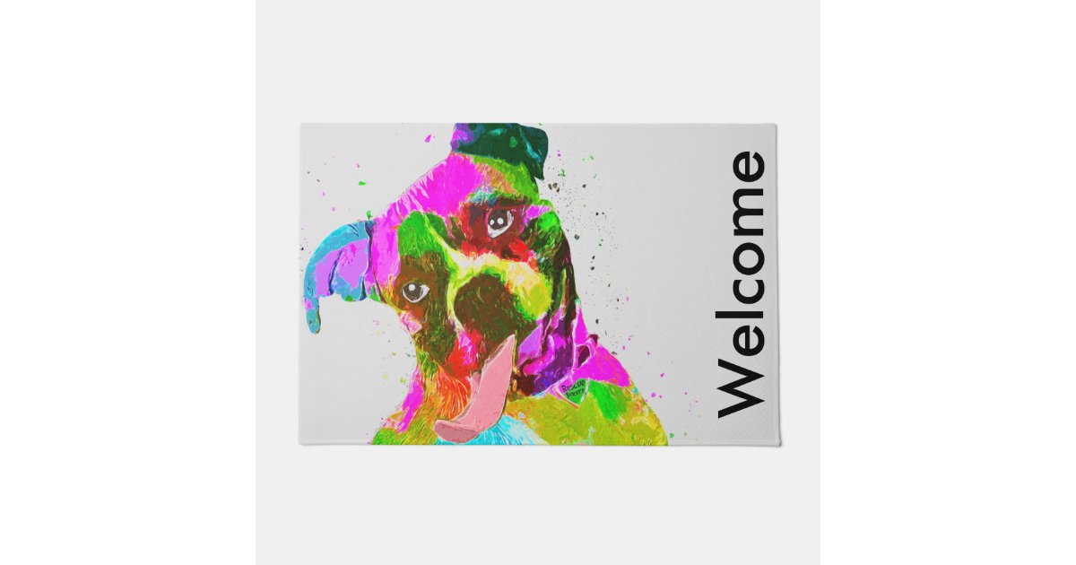 Boxer Dog Colorful Pop Art Doormat Zazzle Com