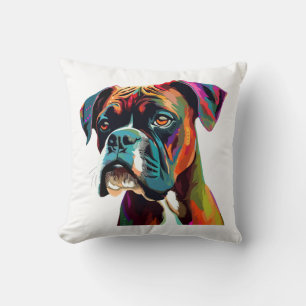 Boxer Dog Colorful Throw Pillow
