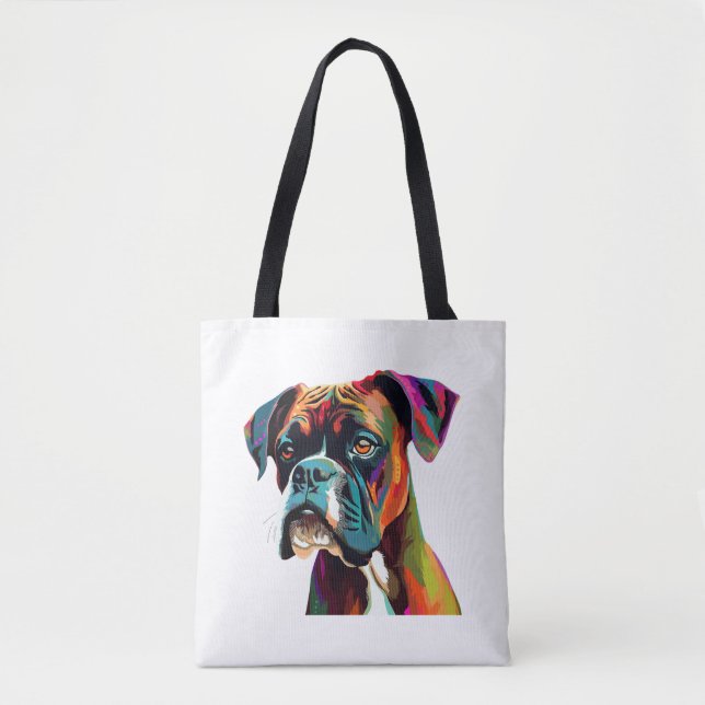 Boxer Dog Colorful Tote Bag (Front)