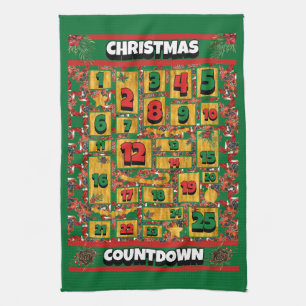 Boxer Dog Countdown Christmas Advent Calendar Kitchen Towel
