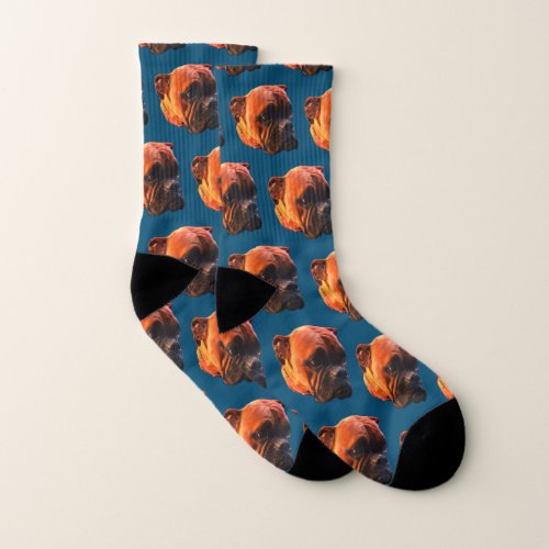 Boxer Dog Custom Pet Photo Pattern Socks