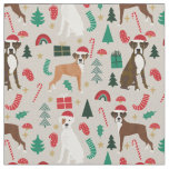 Boxer dog cute christmas tan fabric
