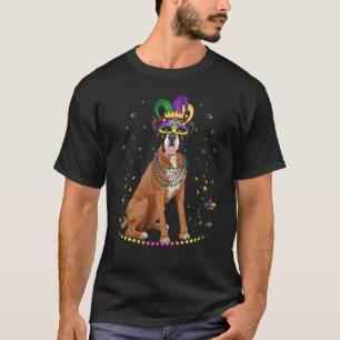 Boxer Dog Cute Mardi Gras Carnival Jester T-Shirt